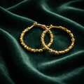 Gold Plated Textured Hoop Earrings