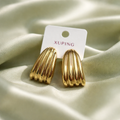 Gold Plated Ribbed Dome Stud Earrings