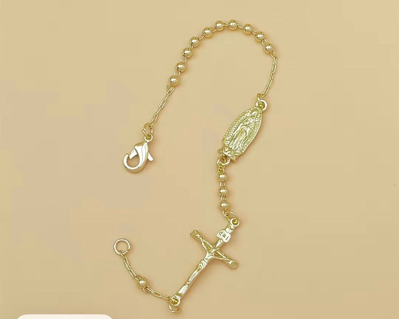 Gold Plated Virgin Mary Rosary Bracelet